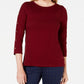 Charter Club Women's Supima Cotton Embellished Top Wine Size Small
