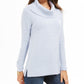 Style & Co Women's Petite Metallic-Striped Turtleneck Sweater Blue Size PM
