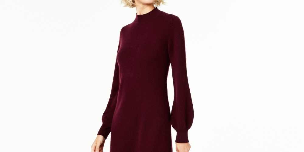 Charter Club Women's Mock-Neck Cashmere Sheath Dress Red Size Large