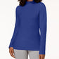 Karen Scott Women's Cotton Mock-Neck Top Blue Size Medium