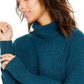 Style & Co Women's Petite Ribbed Turtleneck Sweater Blue PP
