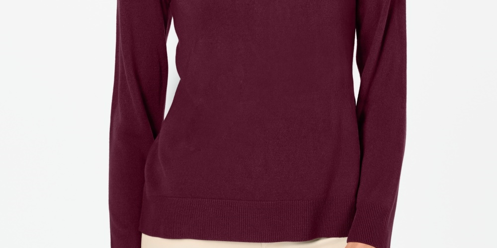 Karen Scott Women's Button Shoulder Sweater Red Size Small