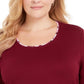 Karen Scott Women's Plus Plaid Trim Top Red Size 0X