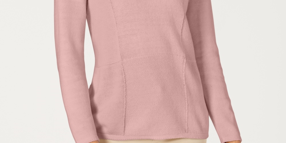 Karen Scott Women's Patchwork-Stitch Pullover Sweater Pink Size XX Large