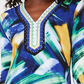 JM Collection Women's Embellished Y Neck Tunic  Blue Size PL