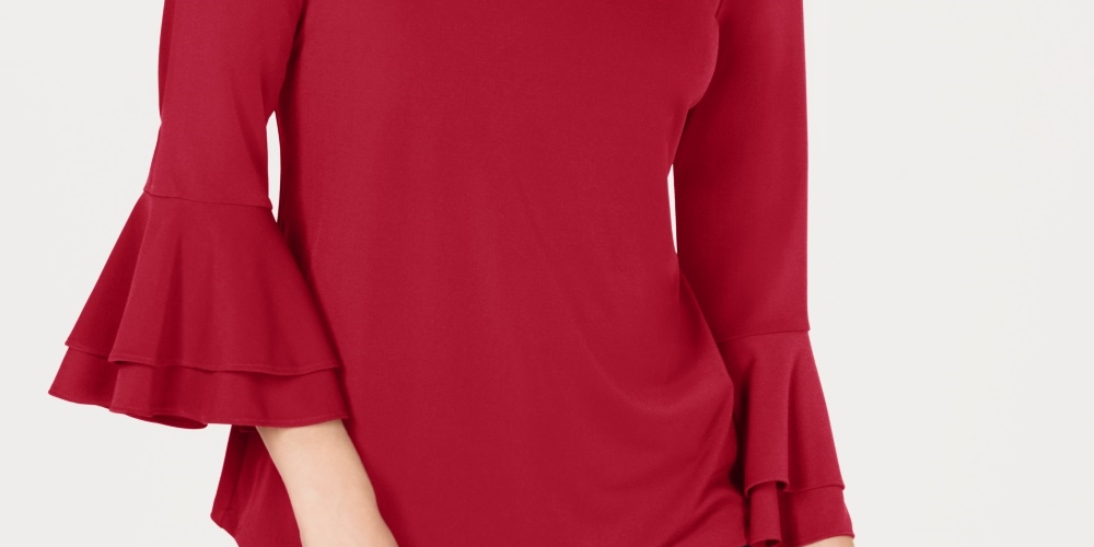 Charter Club Women's Bell Sleeve Keyhole Top Red Size X-Small