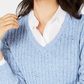 Karen Scott Women's Cable Knit V Neck Sweater Blue Size PS-
