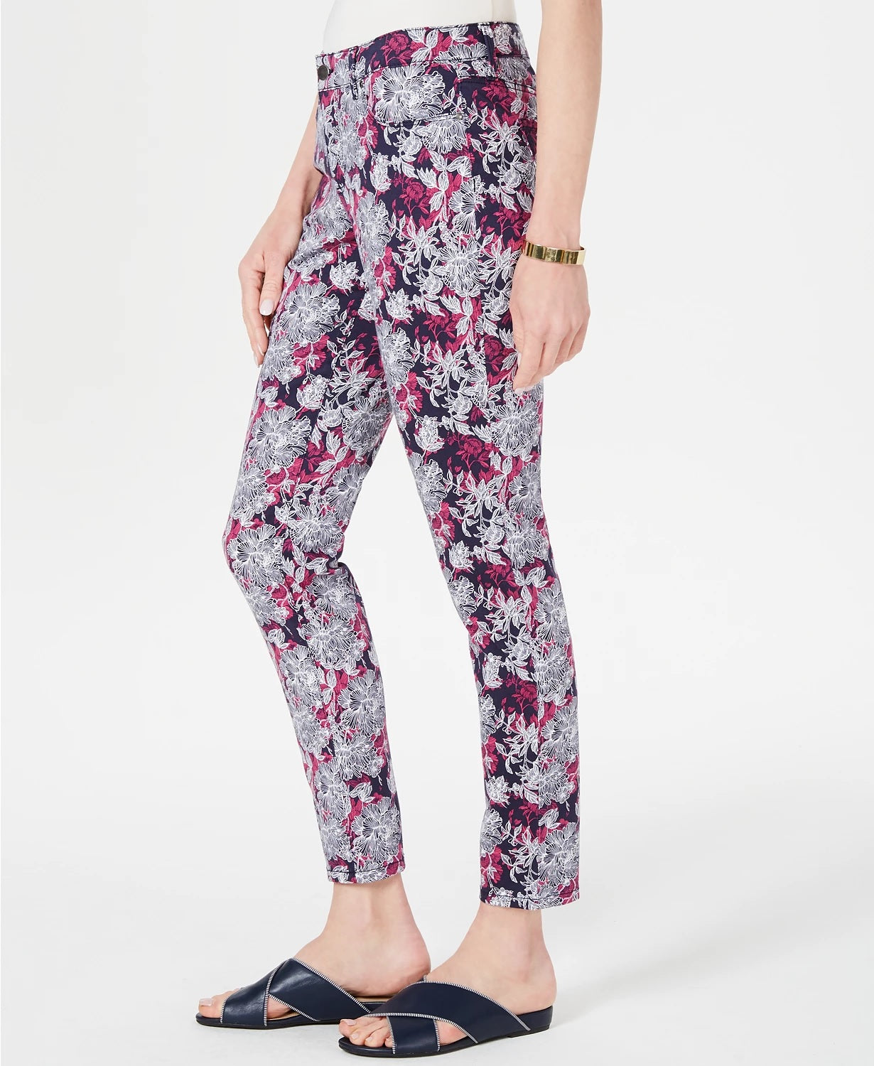 Charter Club Women's Printed Tummy Control Jeans Blue Size 12 Petite