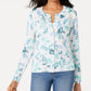 Charter Club Women's Floral Print Cardigan Gray Size XX-Large
