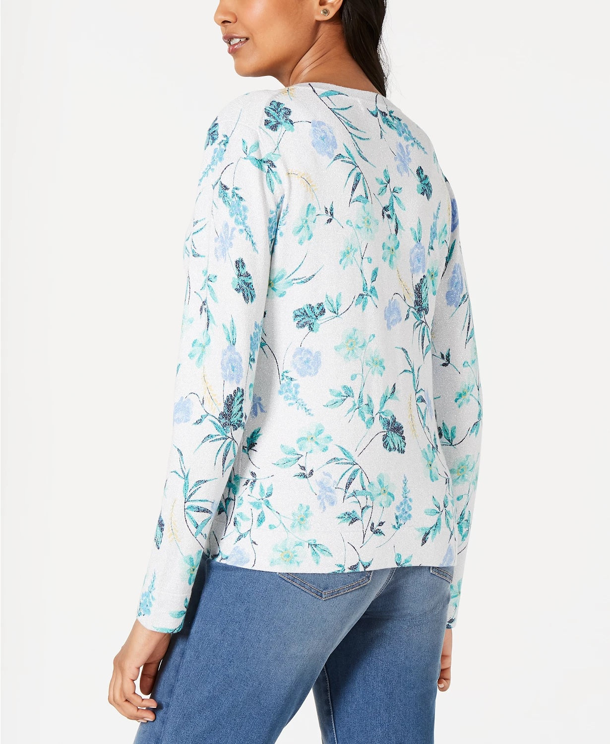Charter Club Women's Floral Print Cardigan Gray Size XX-Large