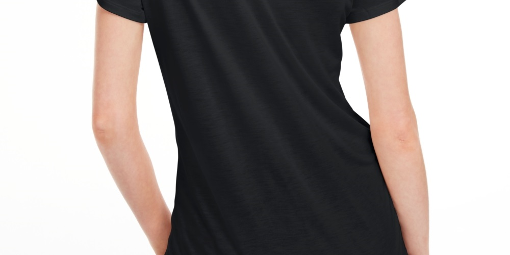 Maison Jules Women's Tie Back Solid T-Shirt Black Size X-Large