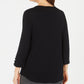 Karen Scott Women's Cotton Lace up Top Black Size 44