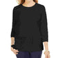 Karen Scott Women's Petite Textured Dot Sweatshirt Black Size PL