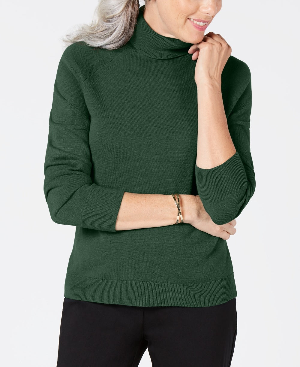 Karen Scott Women's Turtleneck Sweater Green Size Large