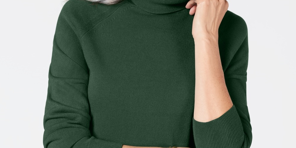 Karen Scott Women's Turtleneck Sweater Green Size Large