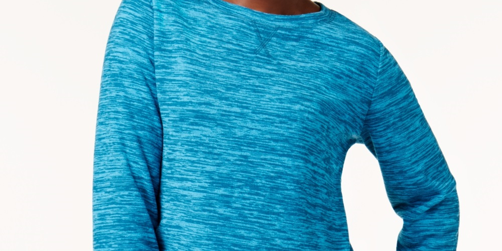 Karen Scott Women's Marled Sweatshirt Blue- Size PS