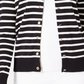 Charter Club Women's Striped Grommet Trim Cardigan Sweater Black Size Medium
