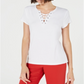 Bar III Women's Lace up T-Shirt White Size XXS