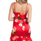 Guess Women's Hailey Floral Print Ruffled Hem Dress Red Size Medium
