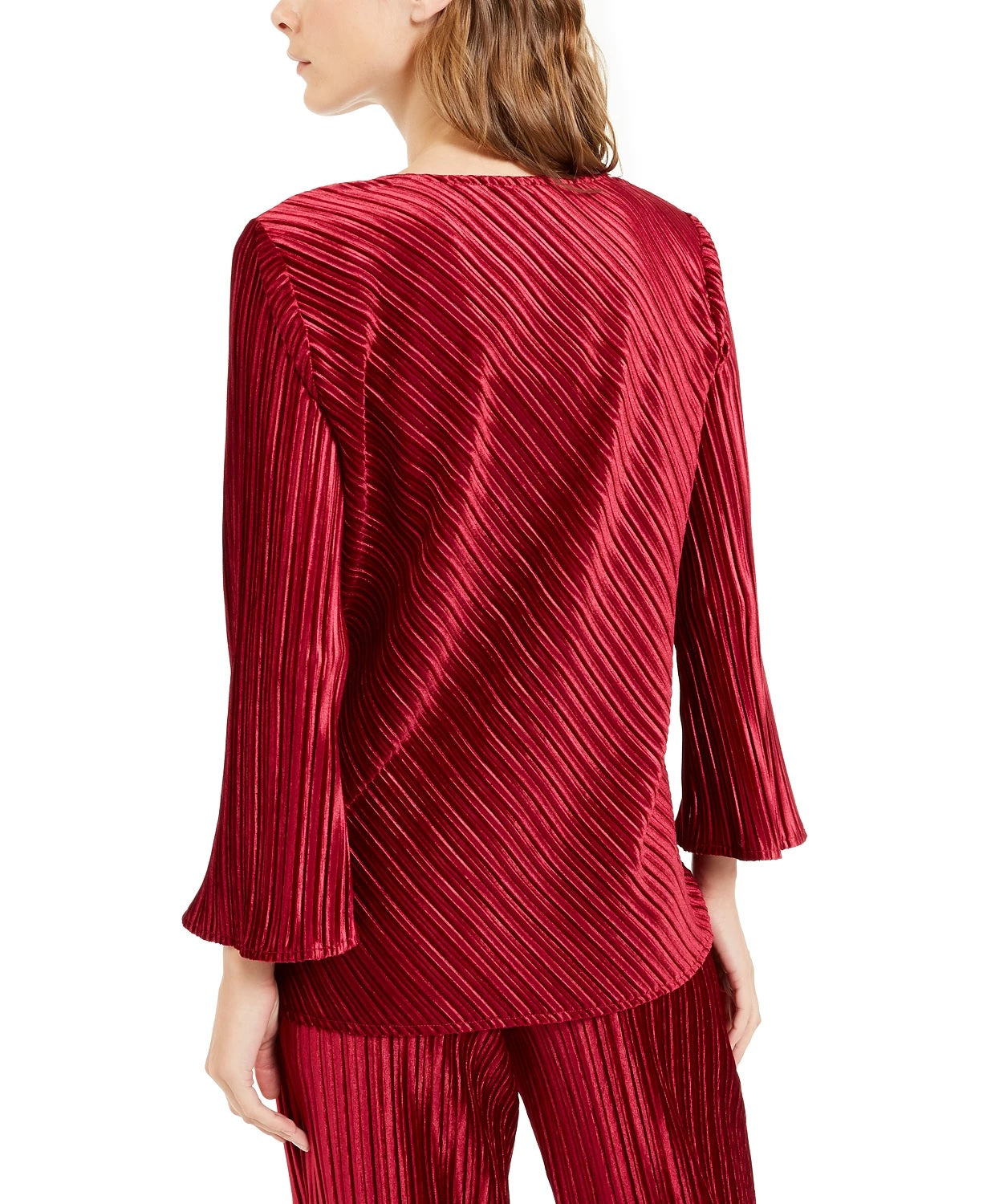 Alfani Women's Ribbed Velvet Top Wine Size Petite X-Large