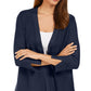 JM Collection Women's Mixed Ribbed Split Sleeve Cardigan Blue Size Large