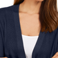 JM Collection Women's Mixed Ribbed Split Sleeve Cardigan Blue Size Large