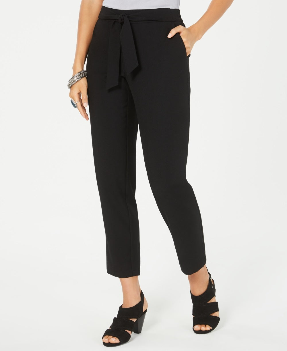 Style & Co Women's Tie Waist Pants Black Size 16  Petite