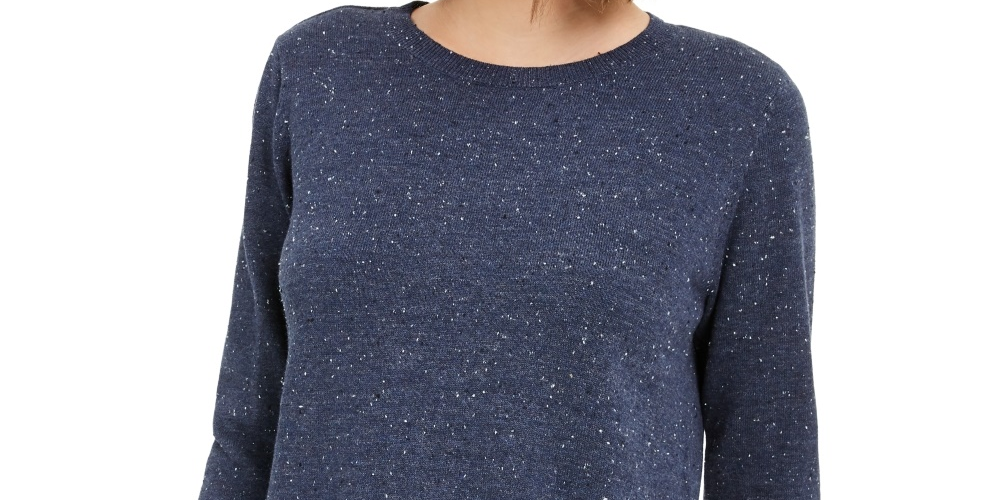Maison Jules Women's Cotton Crew-Neck Sweater Blue Size X-Small