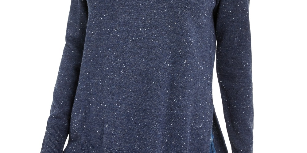 Maison Jules Women's Cotton Crew-Neck Sweater Blue Size X-Small