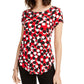 Alfani Women's Petite Printed Round-Hem T-Shirt Red Size Petite X-Large