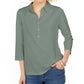 Charter Club Women's Supima Cotton 3/4 Sleeve Polo Green Size Small