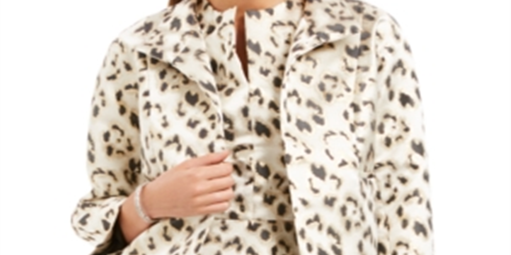 Natori Women's Short Length Blazer Evening Jacket Gold Leopard Size X-Large