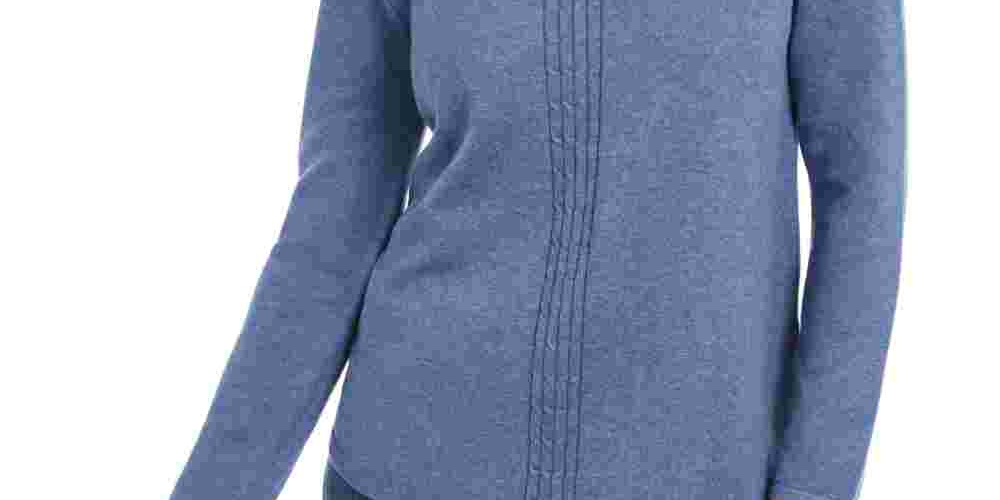 Karen Scott Women's Cotton Cable Knit Sweater Blue Size X-Small