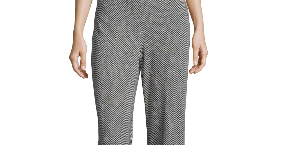 John Paul Richard Women's Herringbone Print Wide Leg Pants Grey Size X-Large