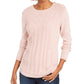 Charter Club Women's Petite Cable-Knit Button-Trim Sweater Pink Size -PS/M