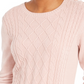 Charter Club Women's Petite Cable-Knit Button-Trim Sweater Pink Size -PS/M