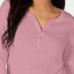 Karen Scott Women's Petite Cotton Henley Shirt Pink PS/M