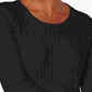 Karen Scott Women's Ribbed Long Sleeve Scoop Neck Sweater Black Size Petite Large
