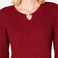 Karen Scott Women's Cotton Cable Knit Keyhole Sweater Red Size Petite X-Large