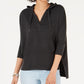 Style & Co Women's Hoodie 3/4 Sleeve Top Black Size X-Small