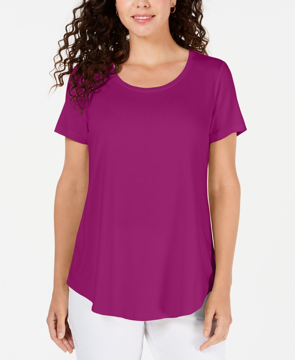 JM Collection Women's Scoop Neck Top Pink Size X-Small