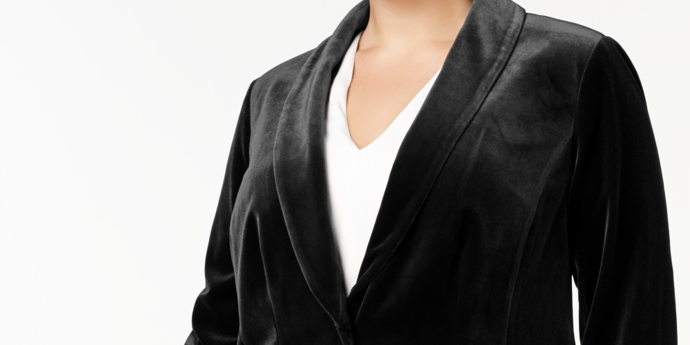 INC International Concepts Women's Velvet Blazer  Black Size 4X