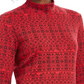 Karen Scott Women's Fair Isle Printed Mock Neck Top Red Size PS
