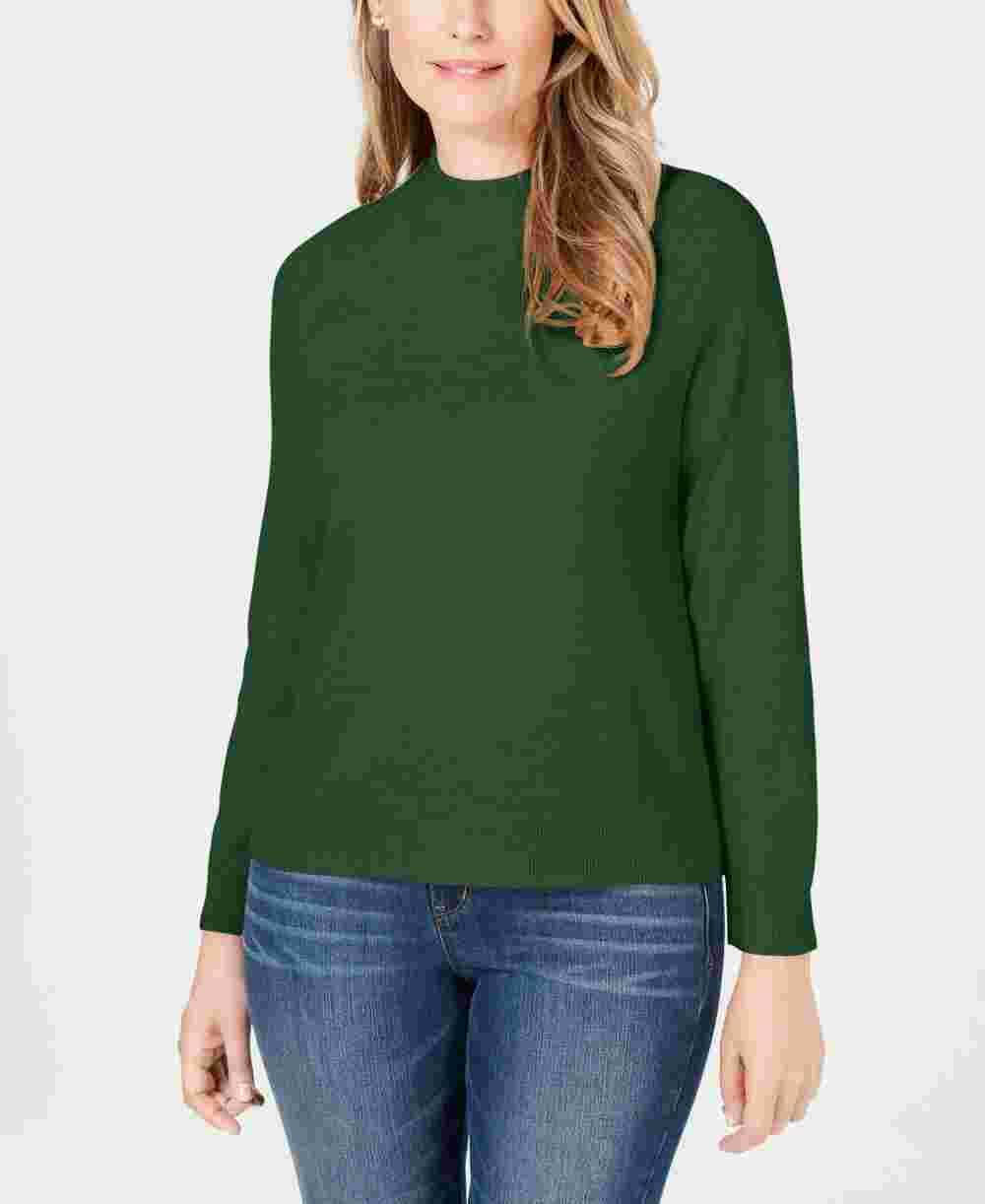 Karen Scott Women's Mock-Neck Sweater Green Size Small