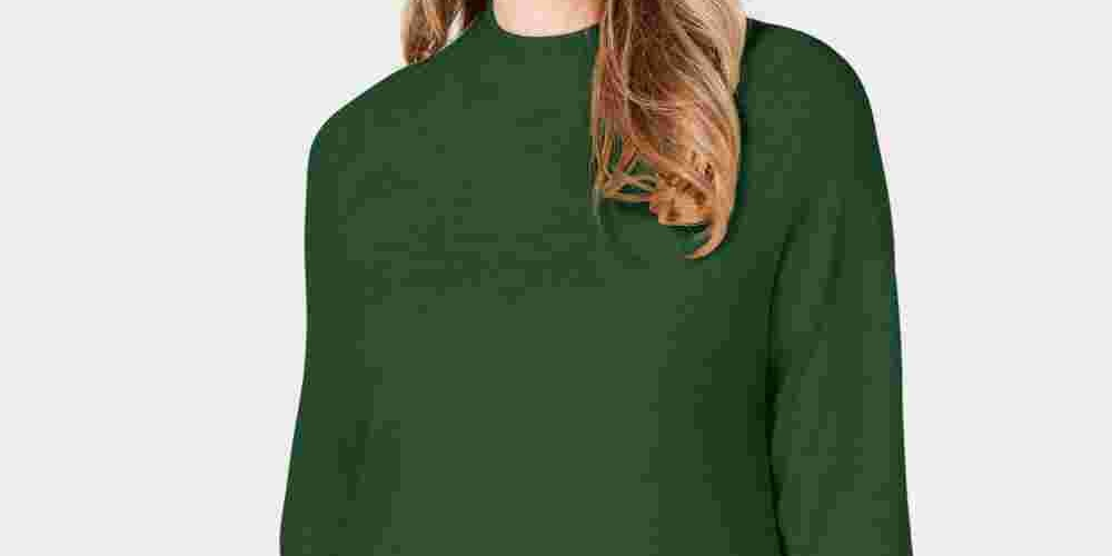Karen Scott Women's Mock-Neck Sweater Green Size Small