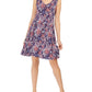 Style & Co Women's Sleeveless Printed Strappy-Back Dress Purple Size Small
