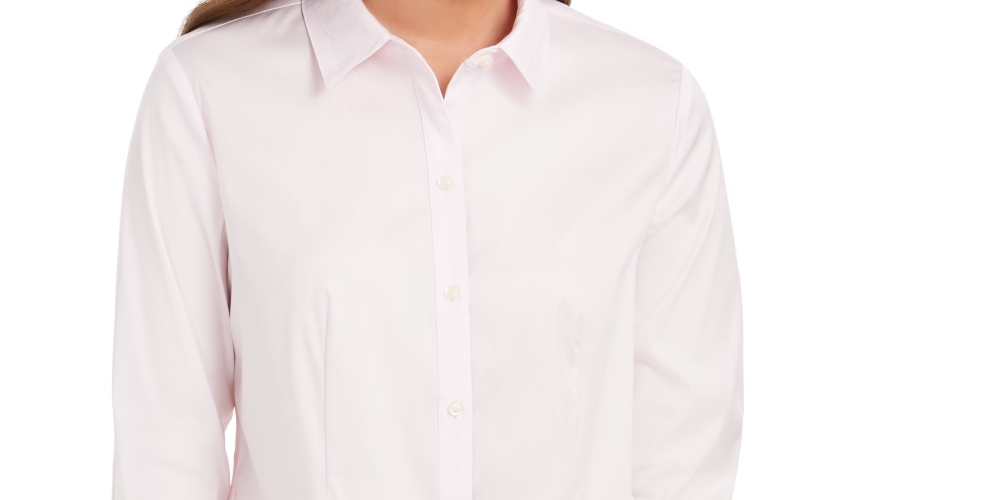 Charter Club Women's Classic Button Front Shirt Pink Size 14
