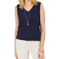 Style & Co Women's Cotton V Neck Tank Top Blue Size X-Large