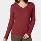 Karen Scott Women's Purple Heather Long Sleeve V Neck T-Shirt Top Pink Size X-Small