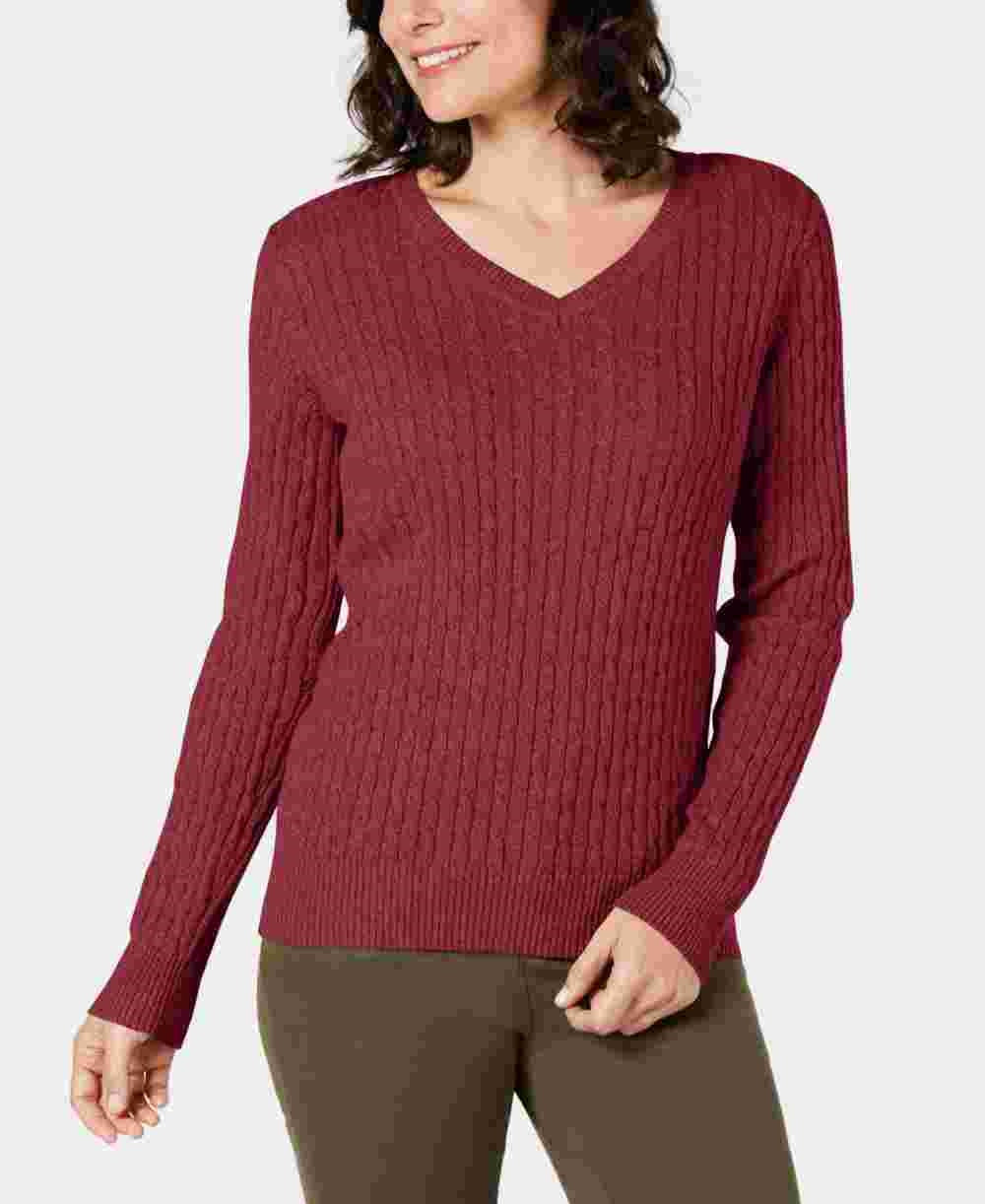 Karen Scott Women's Purple Heather Long Sleeve V Neck T-Shirt Top Pink Size X-Small
